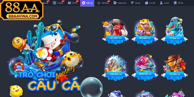 Bắn cá 88AA hội tụ nhiều trò chơi nổi bật đến từ các nhà phát hành tên tuổi