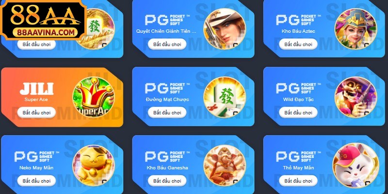 Những nhà phát hành game nổi tiếng có mặt tại sảnh Nổ hũ 88AA